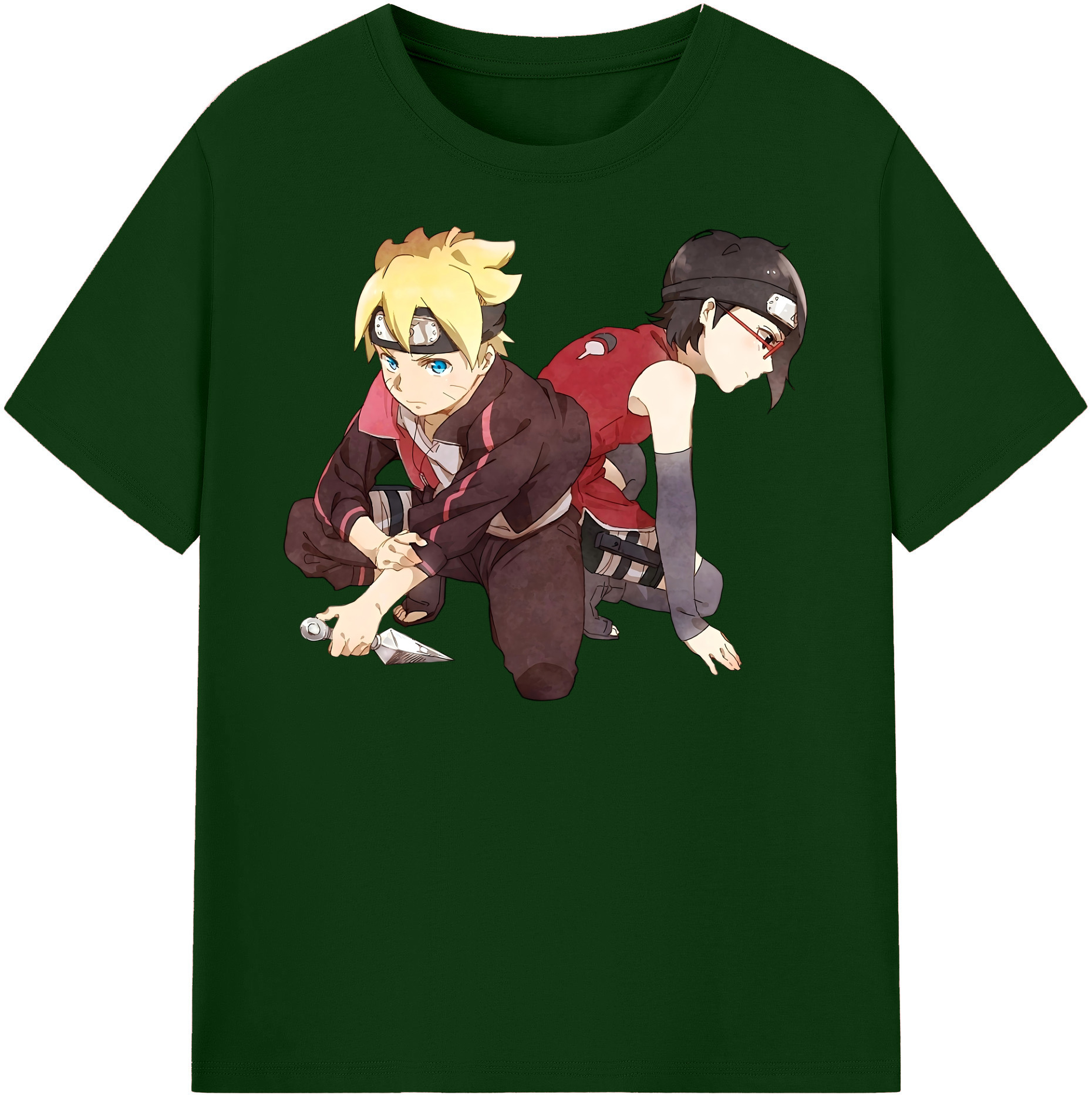 （画像用） NARUTO -ナルト- うちは サラダ Uchiha Sarada 綿100％半袖Tシャツ（フロントプリント）